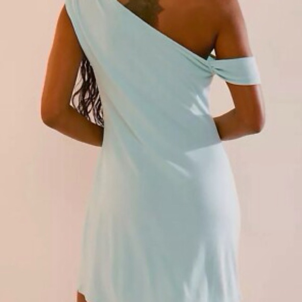 Free People Beach Cora Dress One Shoulder Short Sleeveless Unlined Size XL Blue - Picture 2 of 11